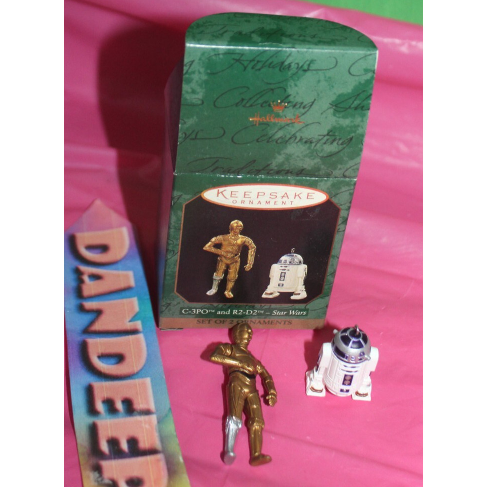 Vintage Hallmark Keepsake Miniature Star Wars C3PO R2D2 2 Pc Ornament Set 1997